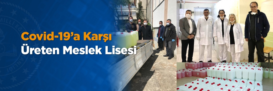 Kartal Yakacık Mesleki ve Teknik Anadolu Lisesi, ürettiği klor bazlı solüsyon çeşitleri ve maske üretimi ile koronavirüsle mücadeleye önemli destek veriyor.